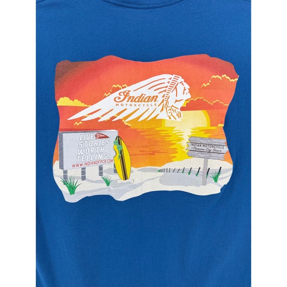 Indian Motorcycle Other - Indian Motorcycle Panama City Beach T-Shirt XL Cotton Blue Sunset Graphic Biker